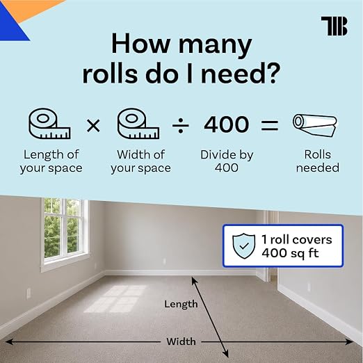 TapeManBlue Carpet Protection Film 24" x 200' roll, Self Adhesive Plastic - Image 8