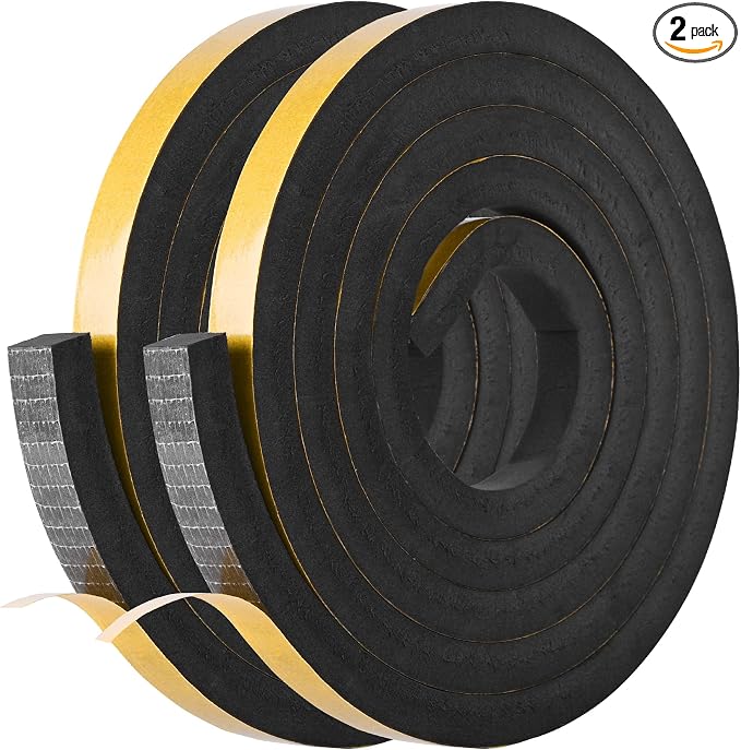 Kikerike Self Adhesive Foam Tape Weatherstrip 1in x 1in x 13Ft High Density by Kikerike