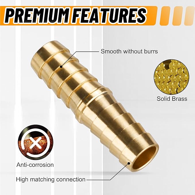 26PCS Brass Hose Barb Fittings Splicer Mender Kit - Image 3
