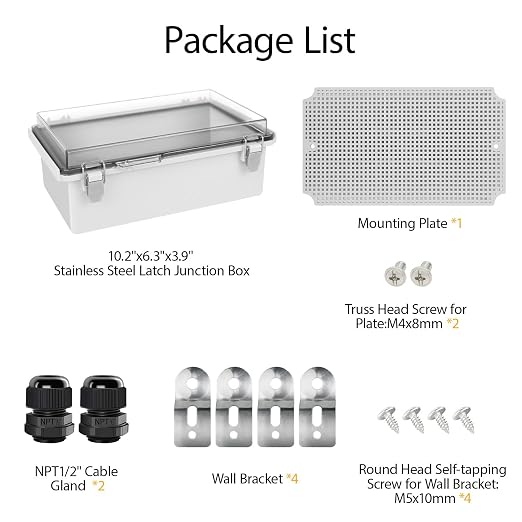Electrical Box, IP67 Waterproof Hinged Clear Cover Stainless Steel Latch - Image 8
