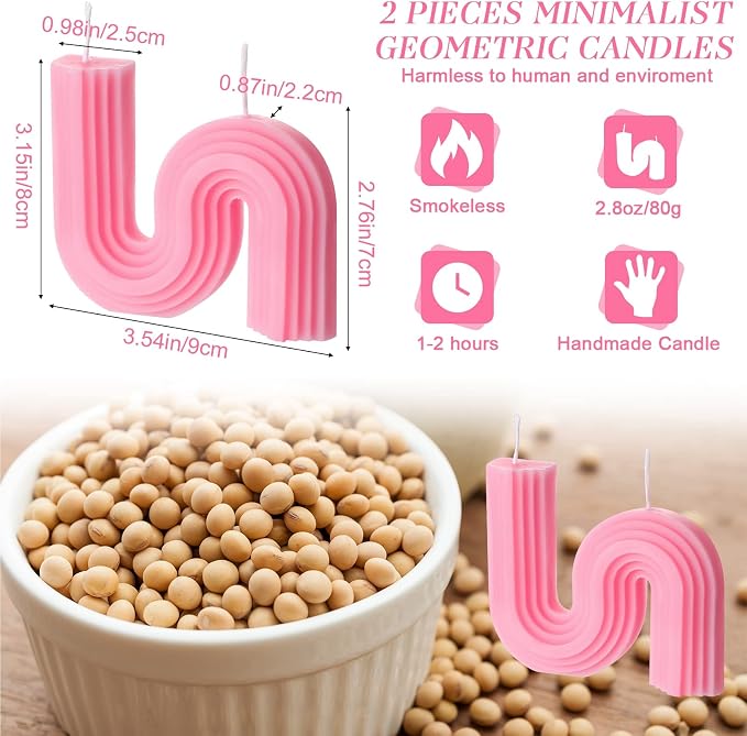 Tondiamo 2 Pcs Aesthetic Candles Twist Shaped Aesthetic Candles Cool S Shape - Image 2