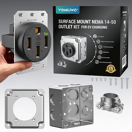 Nema 14-50 EV Outlet 50 Amp EV Charging Receptacle Heavy Duty, 2.42" Diameter by YOMIUWO