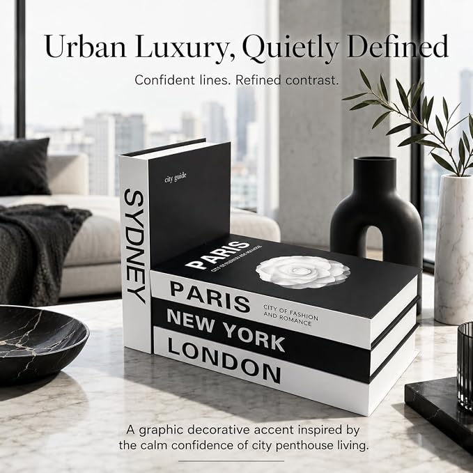 4 Pcs Decorative Books | Faux Travel Coffee Table & Shelf Decor | Worldly - Image 2