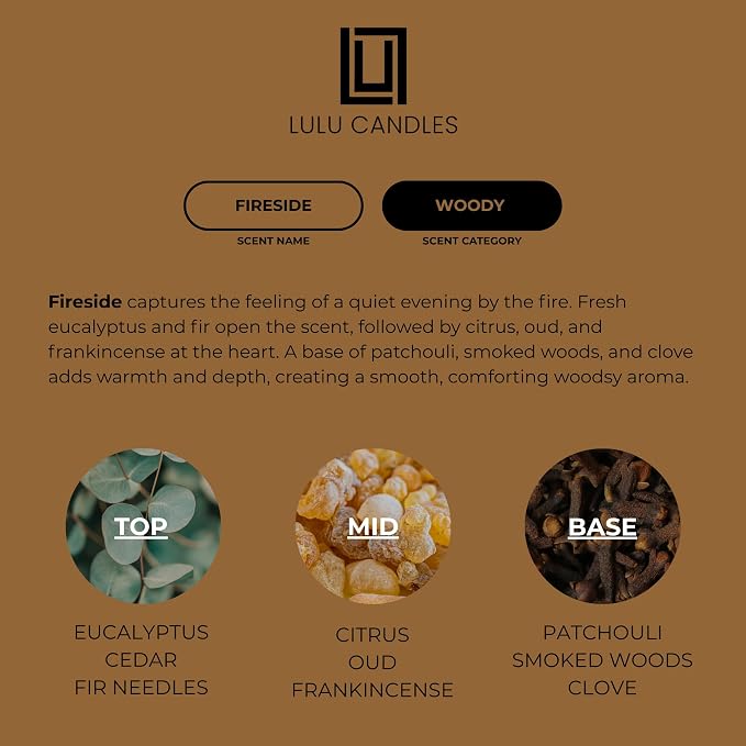 Lulu Candles | Fireside | Smells Like a Bonfire | Luxury Scented Soy Jar Candle - Image 3