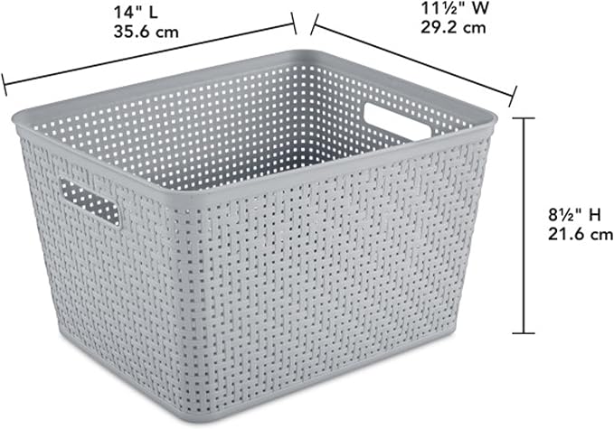 Sterilite Tall Basket, Woven Plastic Storage Organizer Bin, Office and Shelf - Image 3