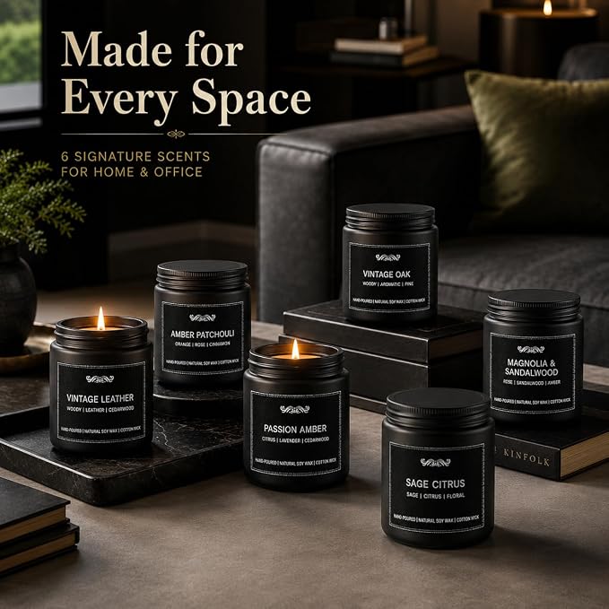 6 Pack Candles for Home Scented Aromatherapy Candles Gifts Set for Mens - Image 8