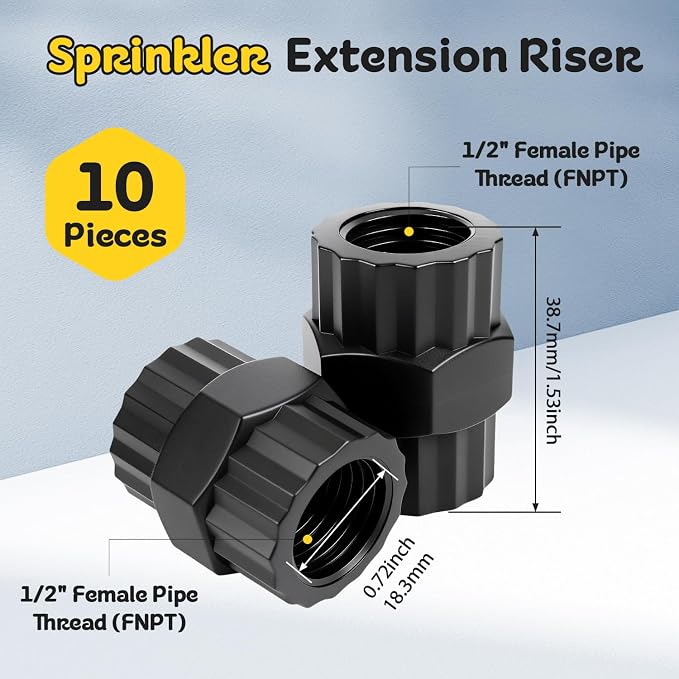 10 Pieces Double Female Pipe Thread Head Pipe Riser, Drip Irrigation 1/2 Inch x - Image 2