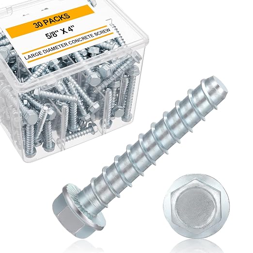 Hicarer 30 Pack 5/8 x 4 Inch Concrete Screws Galvanized by Hicarer