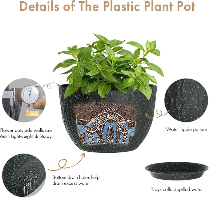 WSMKSZ 12 Inch Wide Water Ripples Flower Pots - Image 3