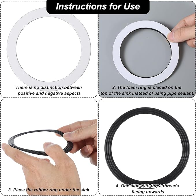 4 PCS Silicone Sink Strainer Seal Kit, 2 O-Rings Gasket - Image 5
