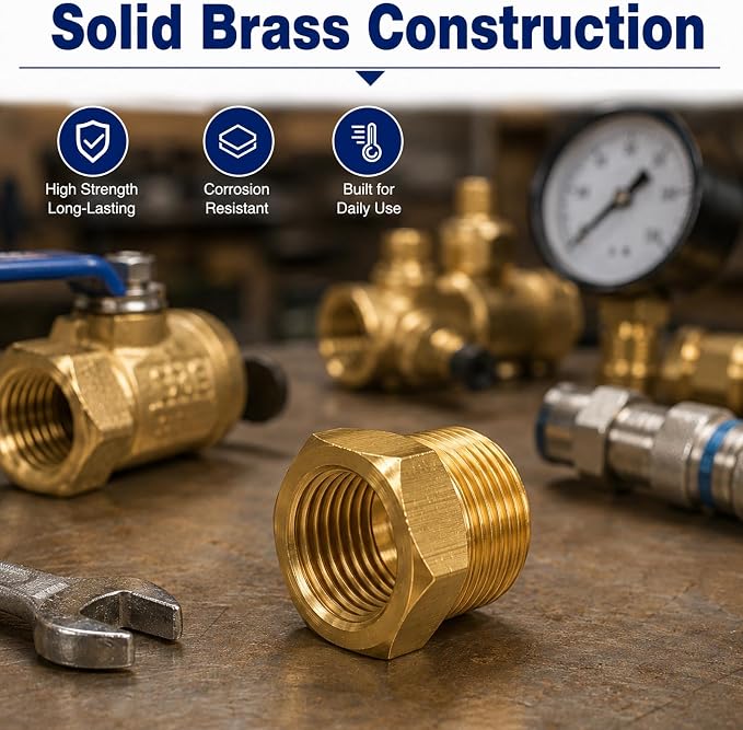 4PCS 3/8" NPT Male to 1/4" NPT Female Brass Hex Bushing Reducer Adapter | NPT - Image 4