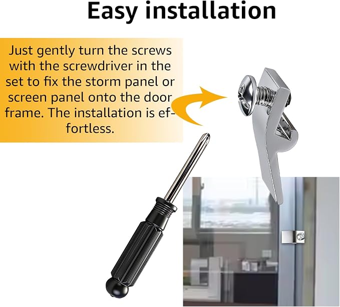 Storm Door Panel Clips, with Screws 5/16" Offset Aluminum Storm Window Clips - Image 4