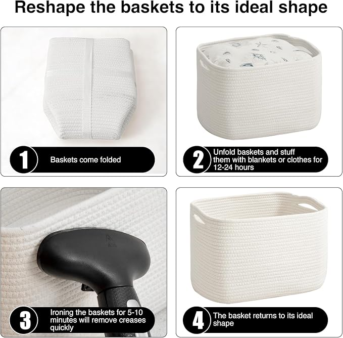 ICERZCZ Storage Baskets for Organizing & Shelves, Woven Cotton Rope - Image 7