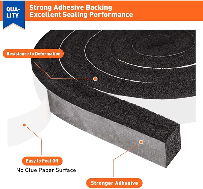MAGZO Foam Weather Stripping Door Seal 1 Inch W x 1 Inch T x 26 FT | Foam Tape - Image 3