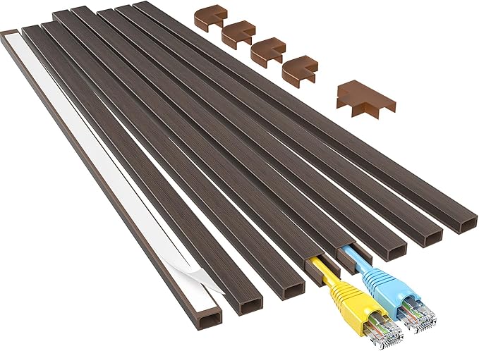 Yecaye Cord Hider, 113in One-Cord Cable Raceways, W0.59in H0.4in, Darkwood | TV by Yecaye