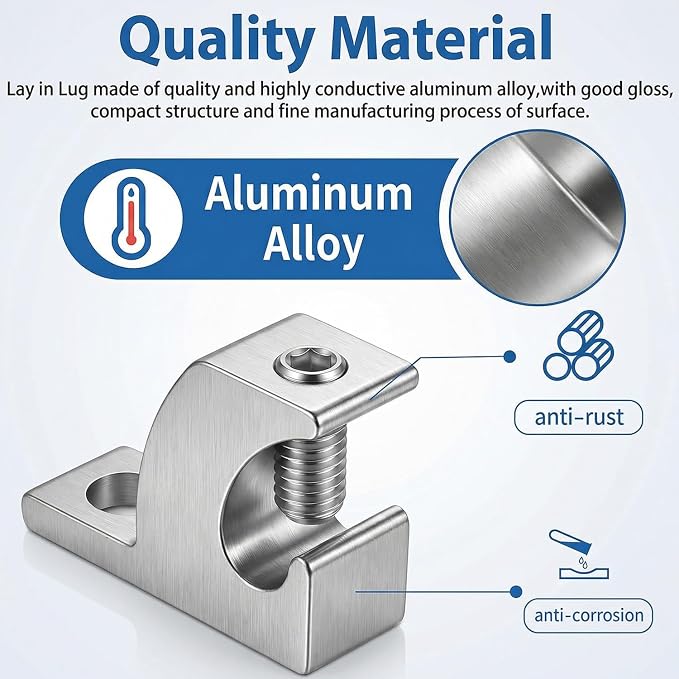 6Pcs Grounding Lug Aluminum Lay in Connector Grounding Posts Ground Wire Clamp - Image 4
