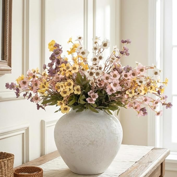 White Rustic Large Round Vase for Table Centerpieces 11 inches, Arina Vase - Image 6