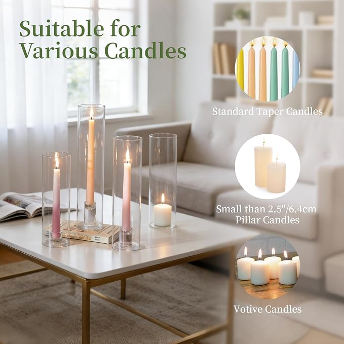 Glasseam Hurricane Taper Candle Holders: 3 Pcs Glass Candlestick - Image 6