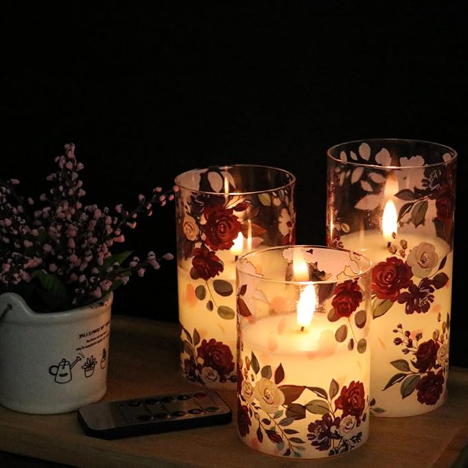 Rose Glass Flameless Candles Battery Operated - Image 5
