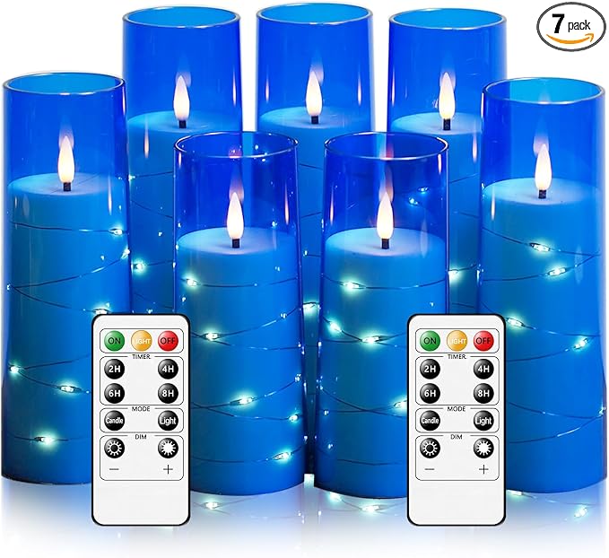 Flameless Candles, with Embedded Star String, Battery Operated Candles by sasigeiaa