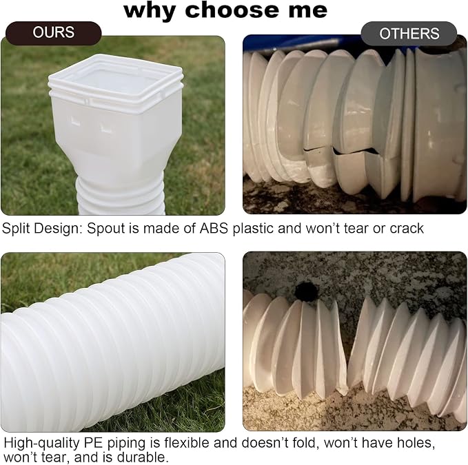 plusgutter 11.5ft Long Gutter Downspout Extensions Flexible, Down Spout Drain - Image 2