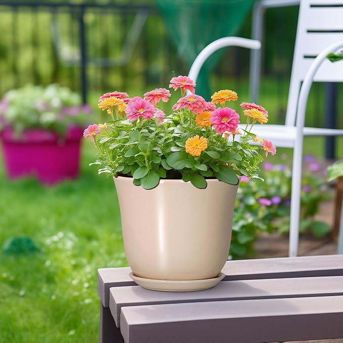 8 Inch Plant Pot, Ceramic Pots for Plants Indoor, Modern Decorative Planters - Image 4