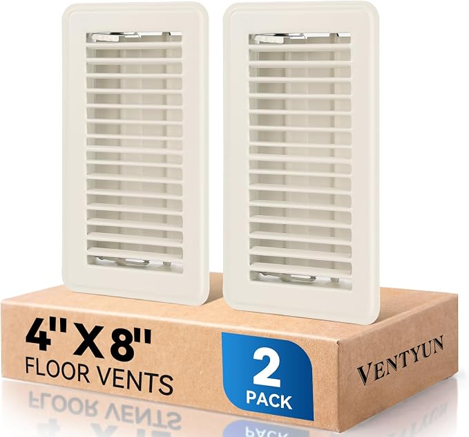 4" x 8" Floor Register Vent Covers 2-Pack, Cream White by VENTYUN