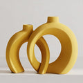 Set of 2 Yellow Ceramic Vases for Home Decor Accents by Jonronboci