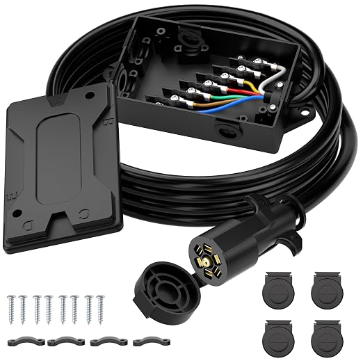 PlugSaf 8FT 7 Way Trailer Wiring Harness Kit by PlugSaf