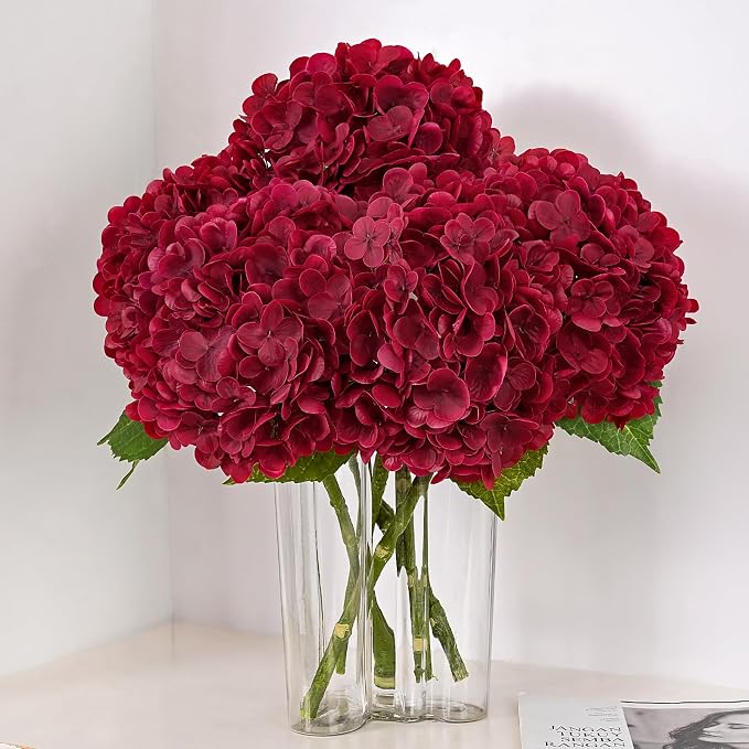 3Pcs 21in Latex Real Touch Hydrangea Artificial Flowers | Lifelike Large by MARTINEMALL