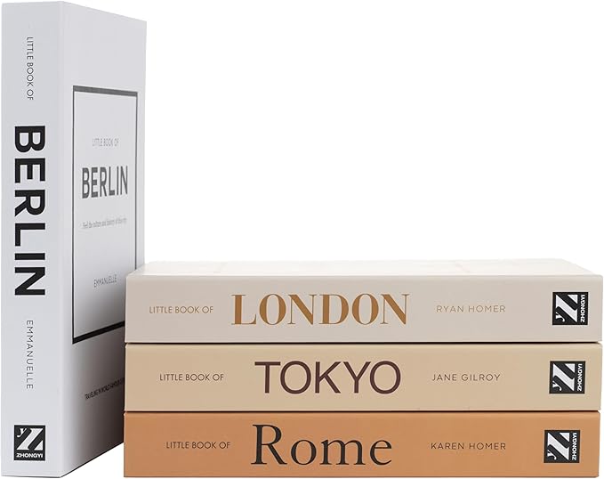 4 Pcs Decorative Books | Faux Mocha Coffee Table & Shelf Decor | Warm Modern by PROBENEX-Elevateyourhomedecor