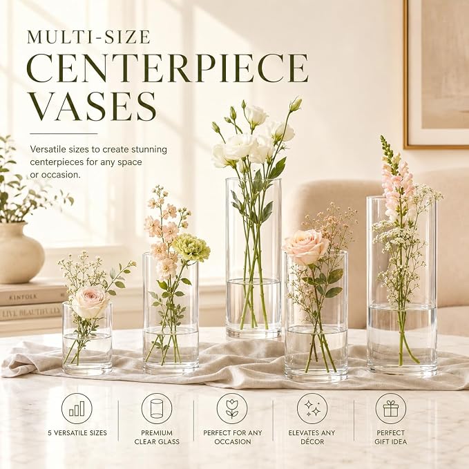 48pcs Glass Vase Cylinder for Centerpieces 4, 10Inch Tall Small Flower Glass - Image 3