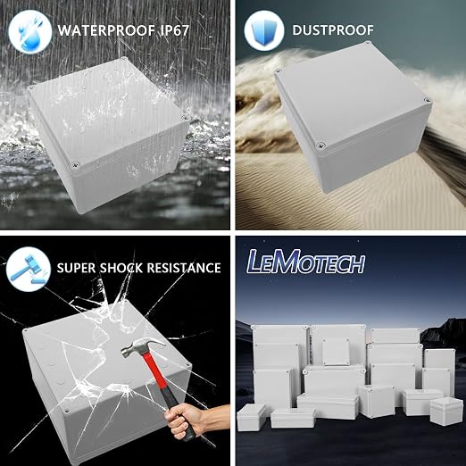 Waterproof Dustproof IP67 Junction Box DIY Case Enclosure Gray 7.9 x 7.9 x 5.1 - Image 8