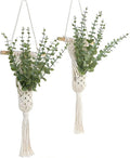 Macrame Wall Hanging with Artificial Eucalyptus Plant, Boho Wall Decor by UBOSU