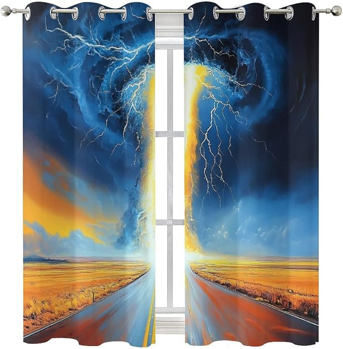 Gothic Tornado Clouds Road Blackout Curtains - Image 8