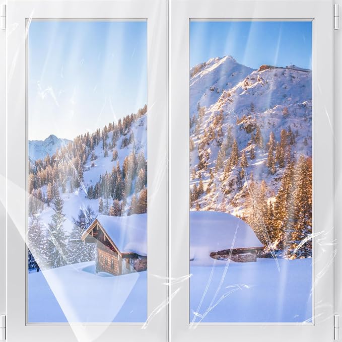 62×433in Window Insulation Kit for Winter- Indoor 10-Window Plastic for by Bigmeta