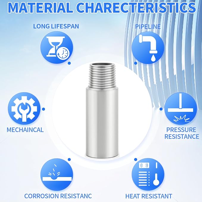 ChillWaves 304 Stainless Steel Pipe Fitting, Nipple Cast Pipe 2" NPT Male x 2" - Image 5