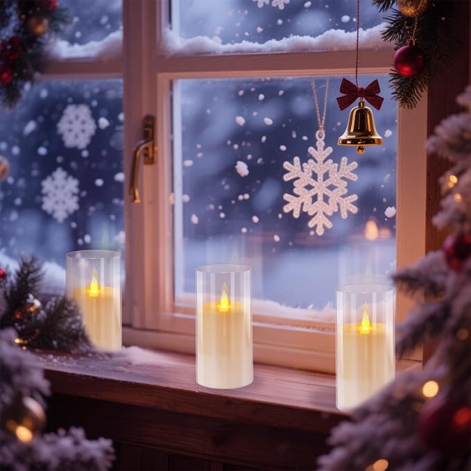 wemarry Flameless Candles Acrylic Glass Pillars 3" D x 6" H Battery Operated - Image 7