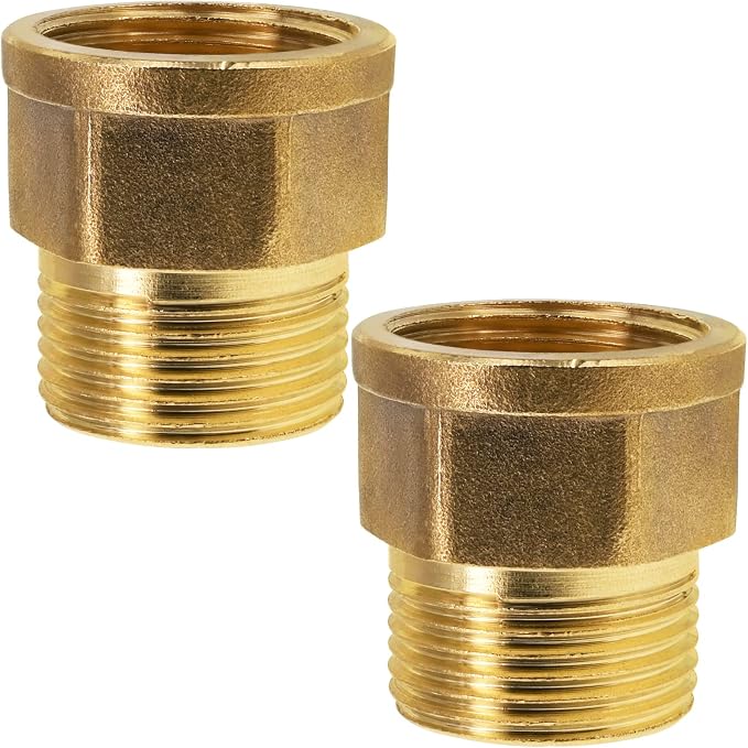 2 Pack Brass Pipe Fittings, 3/4" to 3/4" Pipe Reducer Adapter Coupler, 3/4" - Image 2