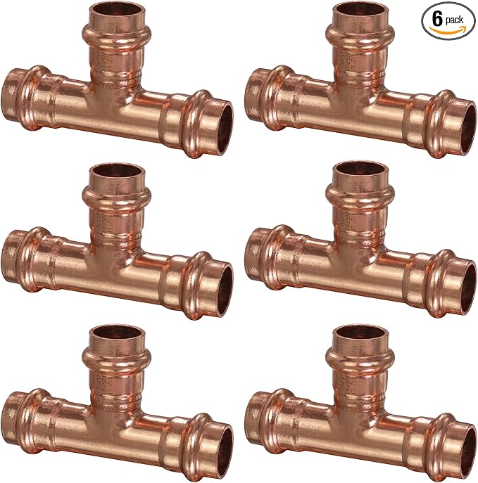 Copper Press Fittings Tee 1/2 Inch Copper Press Tee Coupling 6PK, Zero Lead | by JIANBENKJ
