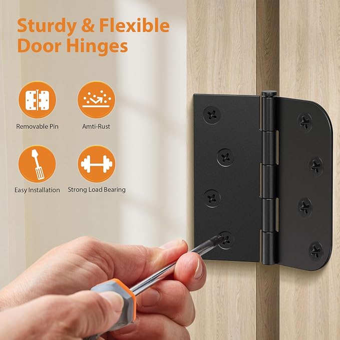 3 Pack Matte Black Door Hinges 4 Inch, Heavy Duty Exterior Hinges - Image 7