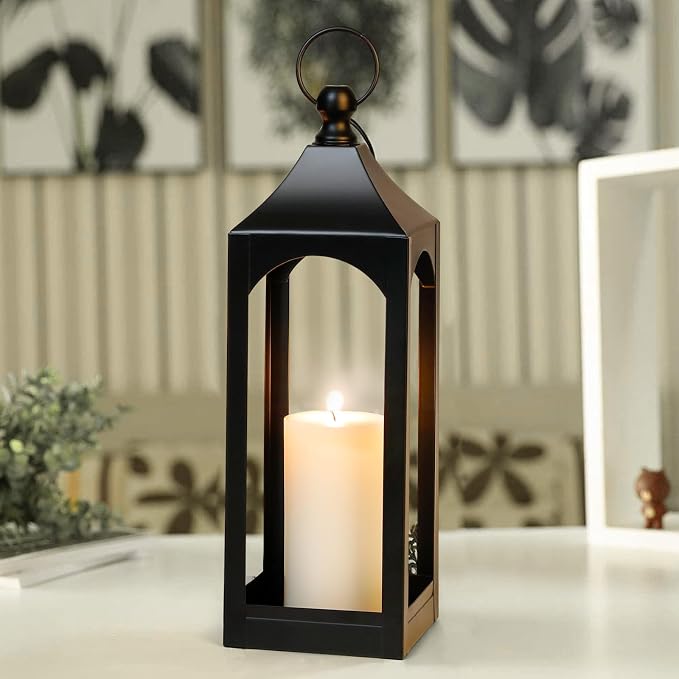 Modern Farmhouse Lantern Decor Metal Decorative Hanging Candle Lanterns | Ideal - Image 4