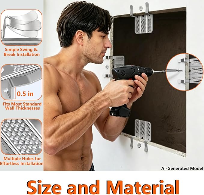 Drywall Repair Clips, Stainless Steel Wall Patch Kit, Fits 1/2" and 5/8" Panels - Image 3