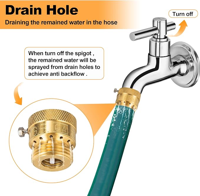 2-Pack Brass Vacuum Breaker Set 3/4" Anti-Siphon Hose Bib Valve - Image 5
