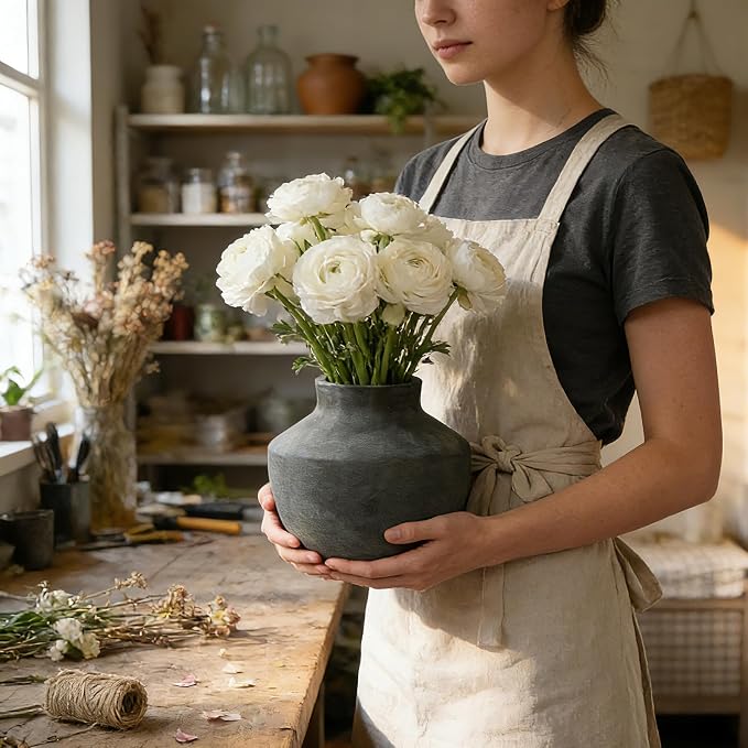 5.5 Inch Ceramic Flower Vase, Small Black Vase - Image 5