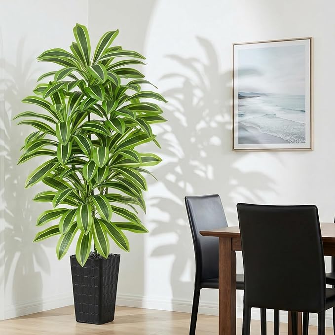 Artificial Yellow Dracaena Tree Indoor, 6FT Tall Fake Floor Plants - Image 2
