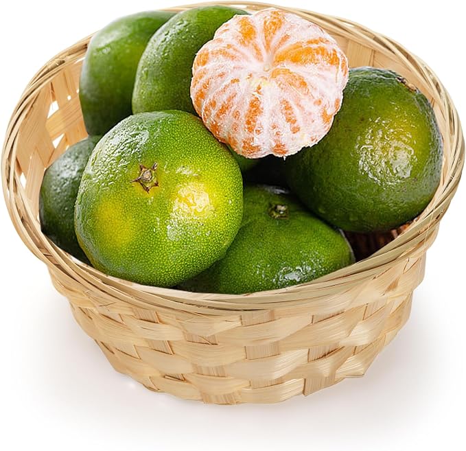 TOPZEA 10 Pack Round Gift Baskets, 8 Inch Natural Bamboo Woven Fruit Basket - Image 7