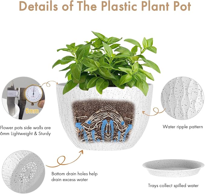 WSMKSZ 12 Inch Wide Water Ripples Flower Pots - Image 3