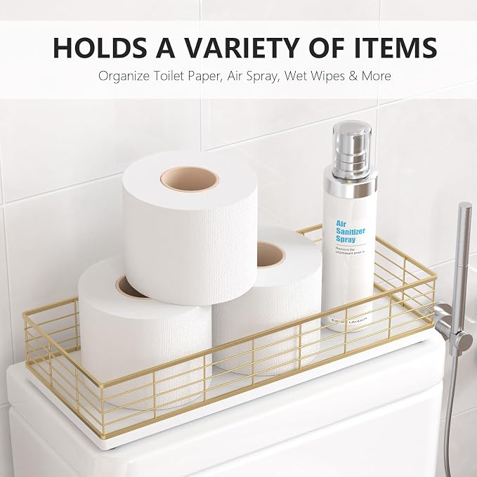 Toilet Paper Storage Basket, Narrow Bathroom Countertop Organizer - Image 2