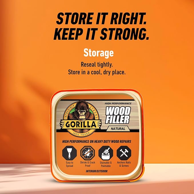 Gorilla All Purpose Wood Filler, Natural Finish, 16 Ounce Tub - Image 7